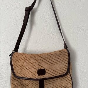 Elegant Tan Patterned Leather Crossbody Bag